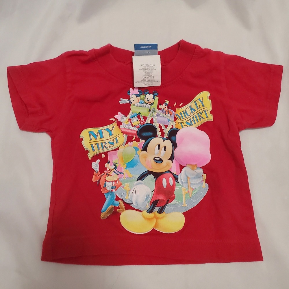Disney Mickey Mouse My First Mickey T-Shirt Red Graphic Tee 3-6 Months Infant